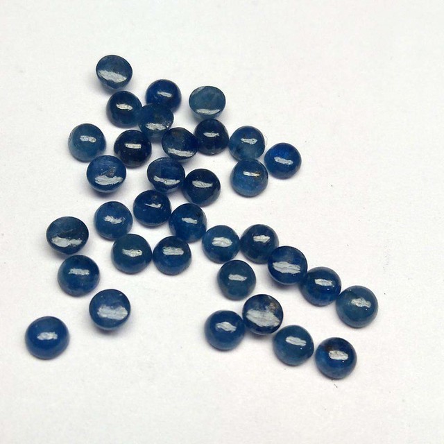 natural blue sapphire round cabochon loose gemstone