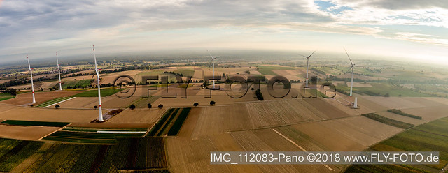 Freckenfeld, Windpark der EnBW - Windenergieanlage  mit  6 Windrädern - IMG_112083-Pano