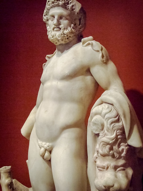 Herakles (Hercules) Roman 100-200 CE Marble with traces of pigment (3)