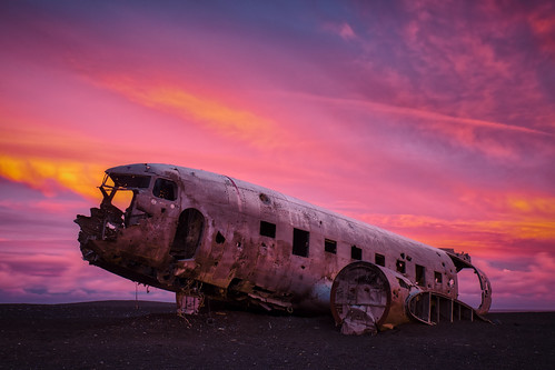 End of a Journey / Iceland by Sebastian Warneke, dc3 plane airplane crash solheimasandur abadoned black beach canon eos6d sunset gnd filter nisi auro