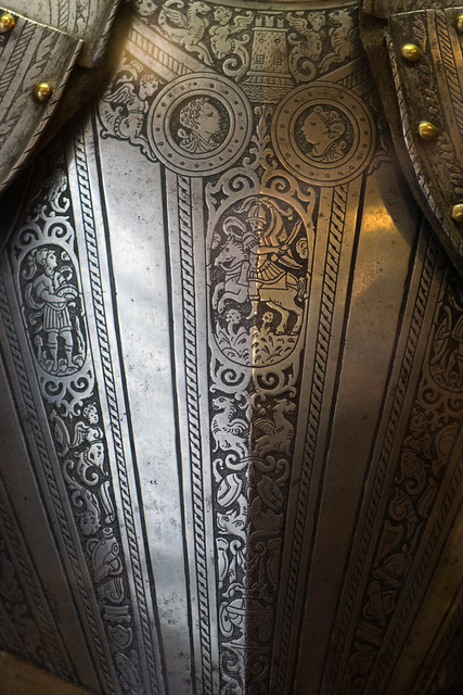 Decorative breastplate on ancient armour