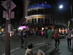 sat. night outside the empire hotel, kings cross
