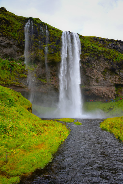 Seljalandsfoss Waterfall and Seljalands River along the South Coast near Hvolsvöllur Iceland