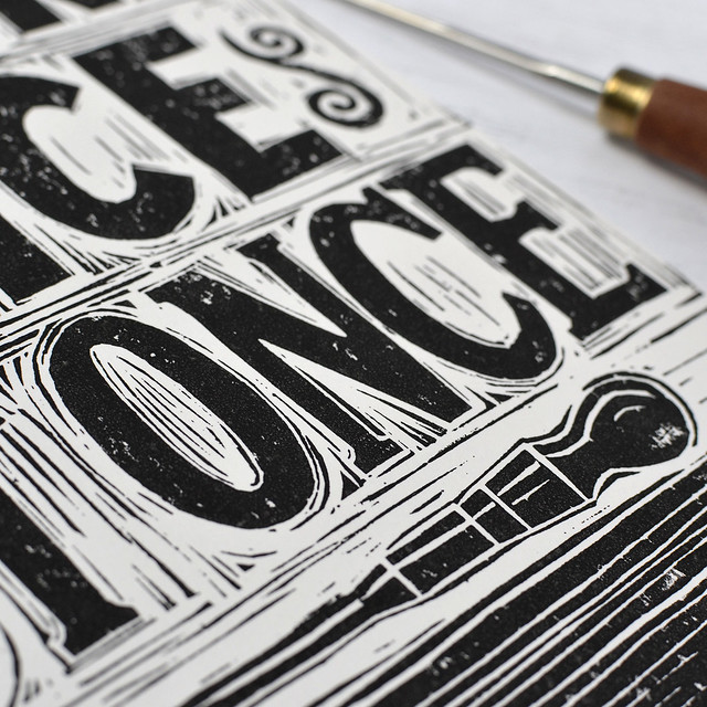 Hand Lettered Lino Cut