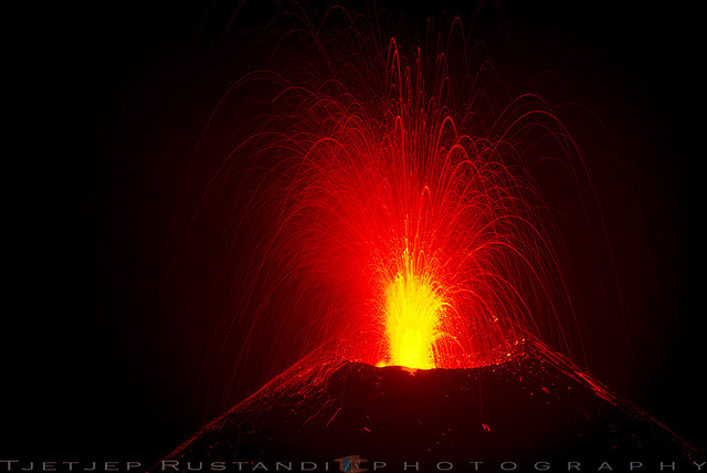 Spitting flames rocks of Anak Krakatau
