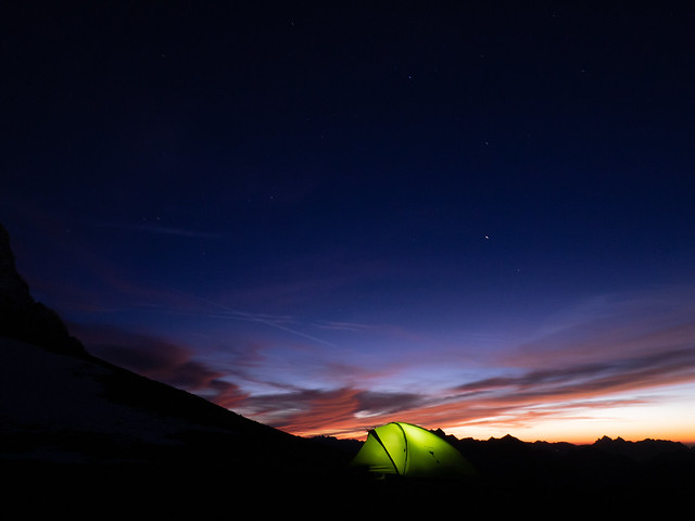 Tent and sunset
