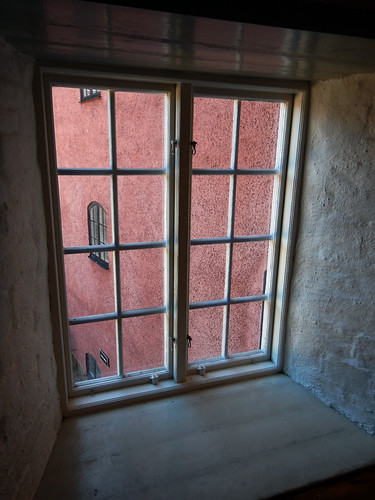 Window in Varberg Fortress looking out over the building (Sweden)