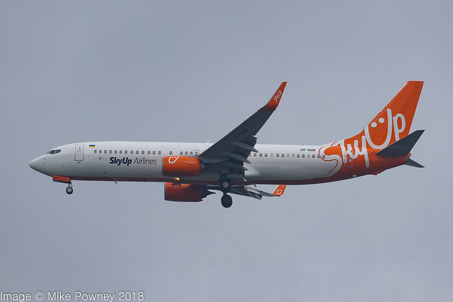 UR-SQB - 2013 build Boeing B737-8H6, on approach to Runway 23R at Manchester