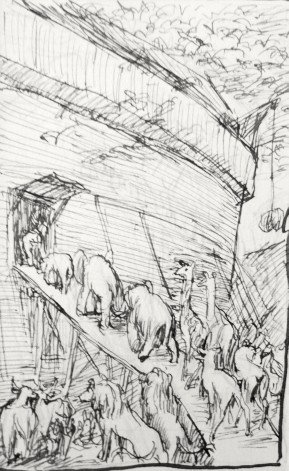 015.1/402 The animals enter the ark (Genesis 7:14-15) drawing by James Tissot at the John Rylands Library file created by Phillip Medhurst