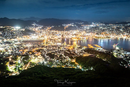 night nightscape nightview light port townscape nagasaki japan