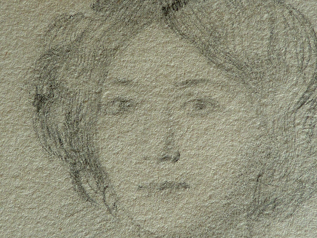 DEGAS Edgar,1860 - Madame Hertel assise sur un Canapé (Louvre RF29294) - Detail 33