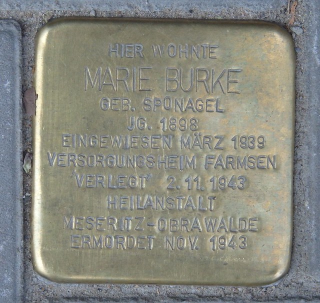 MARIE BURKE (GEBORENE SPONAGEL) * 1898 Chrysanderstraße 33 (Bergedorf, Bergedorf)