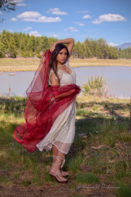 Full Length Shot of Elora with Red Fabric