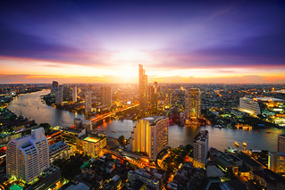 Aerial view of bangkok city skyline and skyscraper, Bangkok Thailand