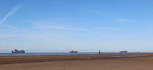 28th September 2018. Mersey Shipping viewed from Crosby Beach, Lancashire.