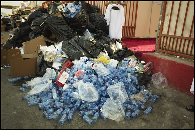 Hajj 2018: water bottles in Mina