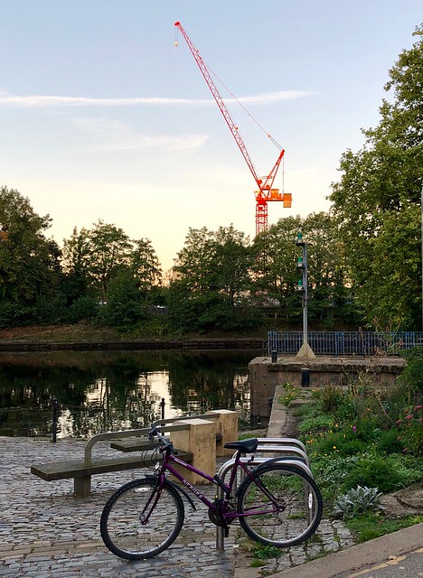 Red crane and bicycle (iPhone 8+)
