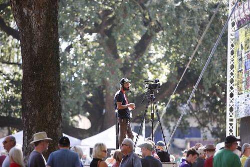 WWOZ cameraman in Lafayette Square during Crescent City Blues & BBQ Fest 2018. Photo by Michele Goldfarb.