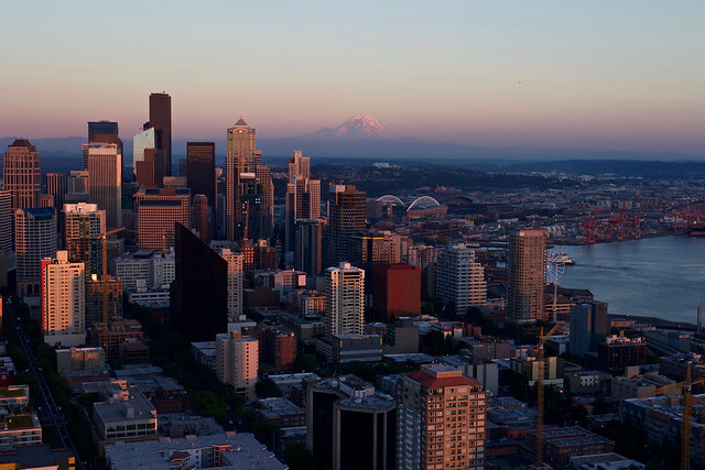 Downtown Seattle, view from Space Needle, Seattle, Washington, USA