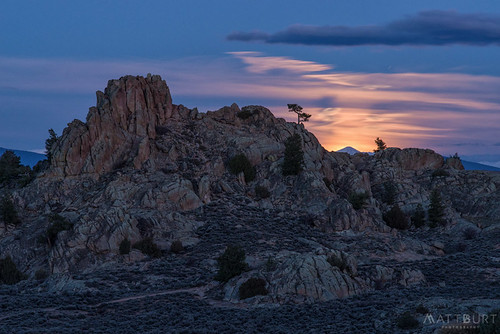 hartmanrocks clouds moonrise rocks sky sunset tree