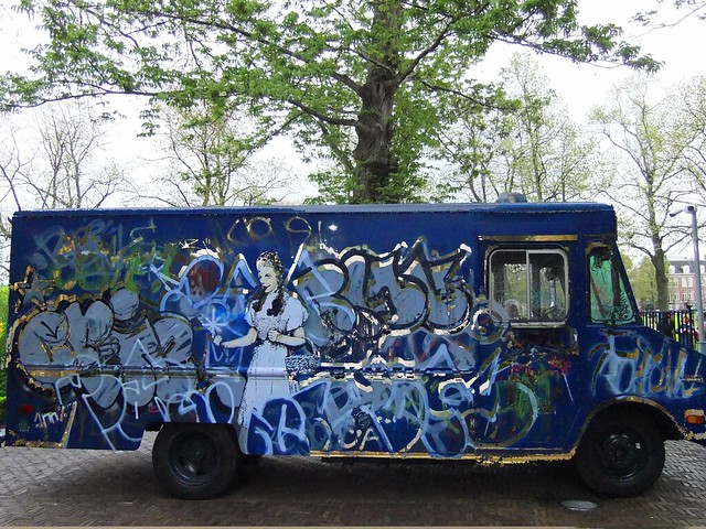 Truck Banksy exhibition Amsterdam