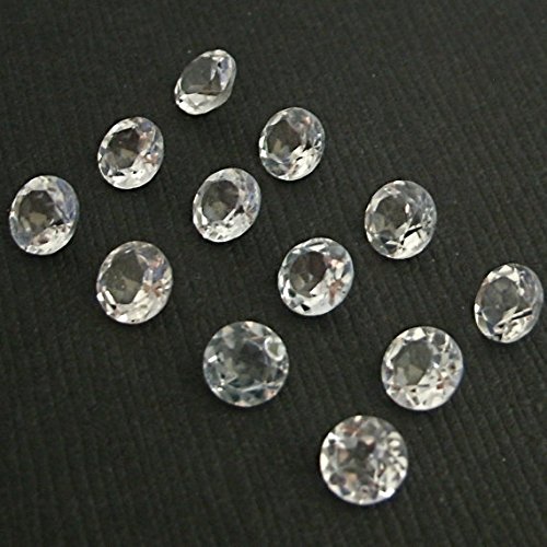 natural white crystal quartz round faceted loose gemstone