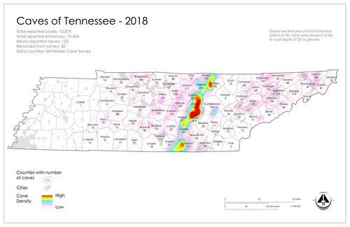 Tennessee Cave Distribution Map, data 2018 (11x17)