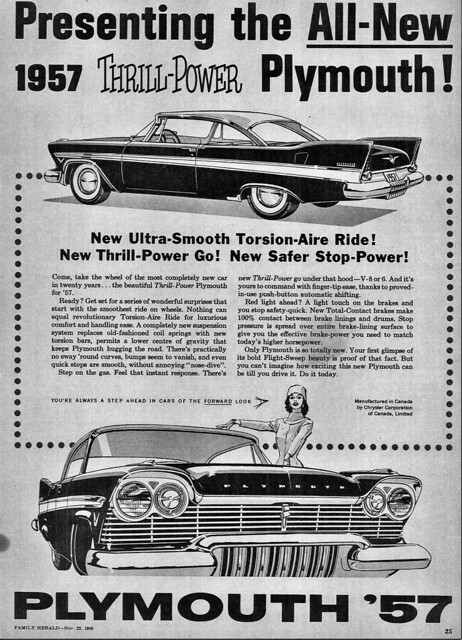 1957 Plymouth Belvedere Hardtop (Canadian Ad)