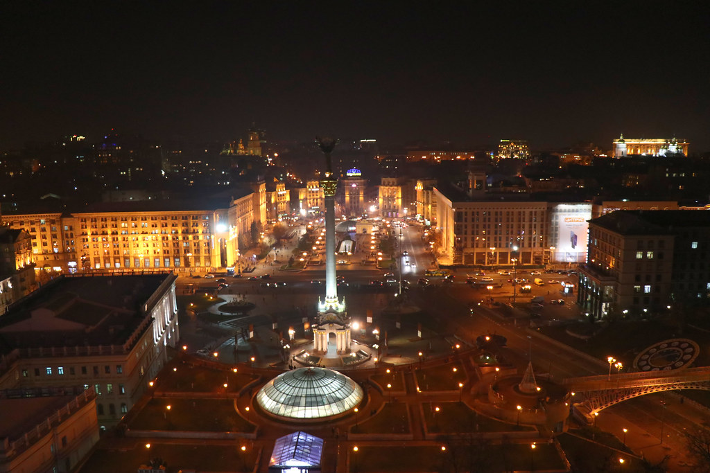 Maidan Square at night, Kiev. Ukraine