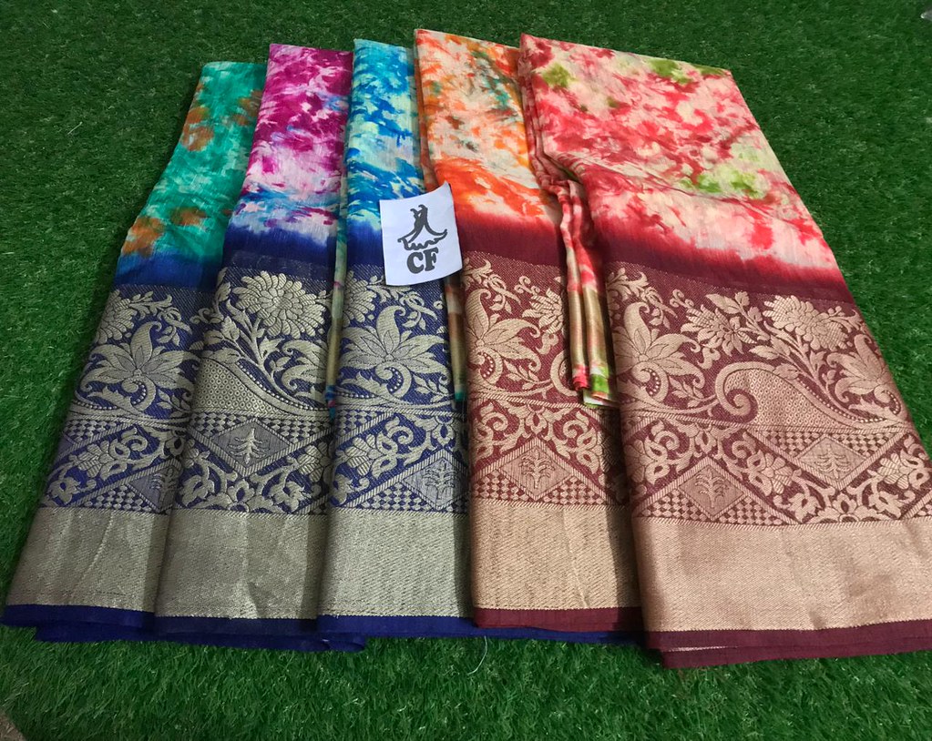 Buy Online Linen Sarees | Beautiful Kanchi style jute Lenin sarees | CF Sarees | CF Brand | City Fashions