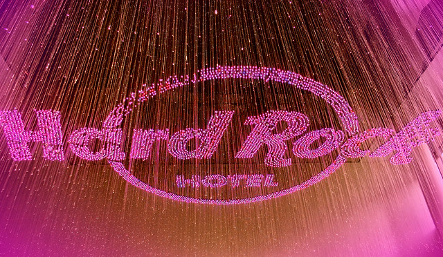The welcome lights on the ceiling at the Hardrock Hotel at Penang - Malaysia