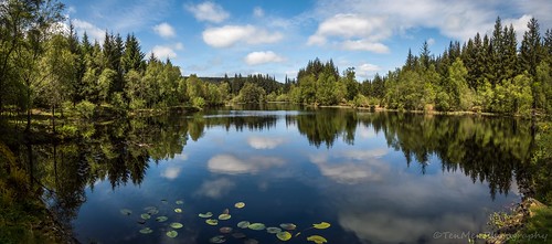 loch lake panorama scenery landscape clouds path water reflection trees scotland outdoor watercourse creek