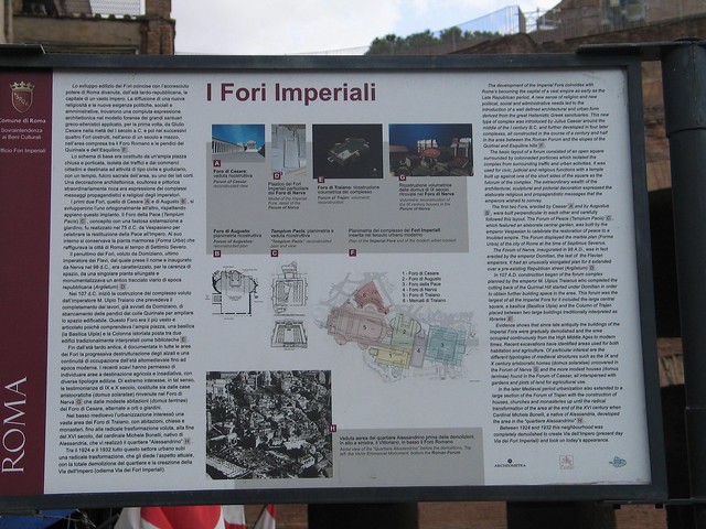 Rome - The Imperial Fora: Archaeological Excavations & Discoveries (1995-2009): On-Site Educational Panels & The New Model of the Imperial Fora (c. 2000). Panel - 'I Fori Imperiali': History, Function and Design.
