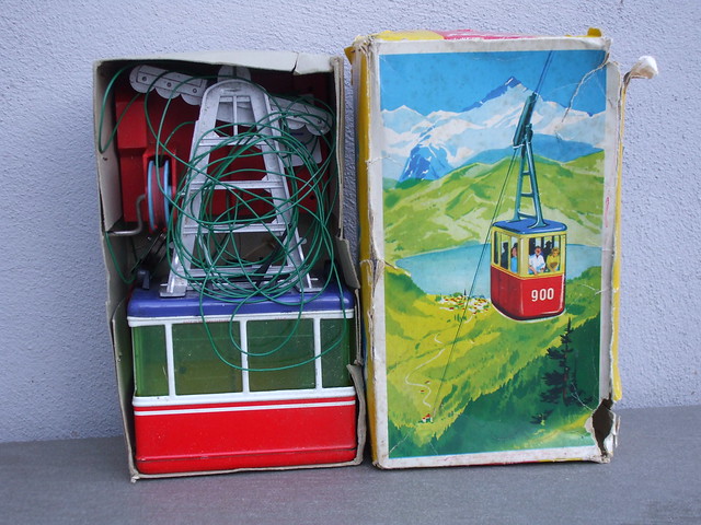 Vintage Lehmann Rigi Tinplate Toy Cable Car Made in Western Germany
