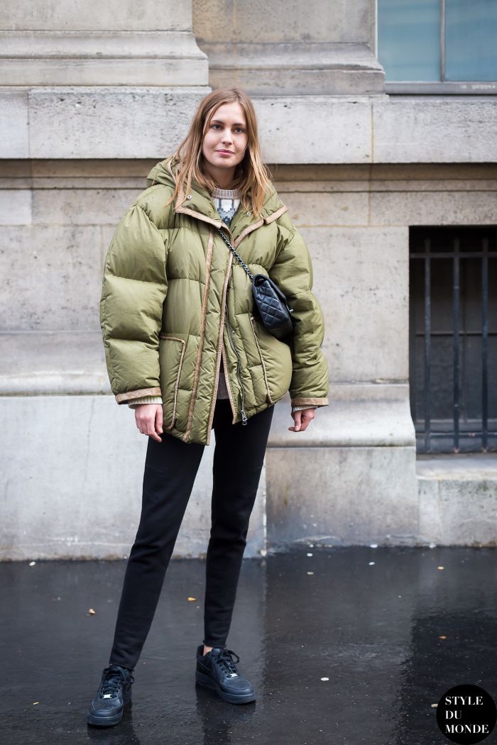 Style Inspiration : Nadja Bender in a green puffer coat #style #fashion #streetstyle