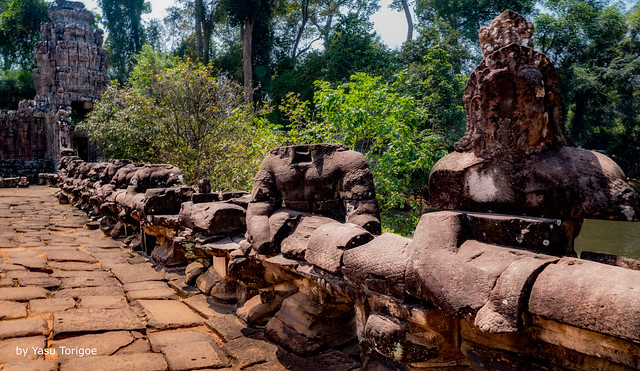 Many of the Heads of Buddha Statues were Stolen from the Bridge at Preah Khan Temple, Angkor, Cambodia-4a