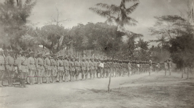 German forces lined up to surrender Herbertshohe F. S. Burnell, State Library Of New South Wales PXA 2165