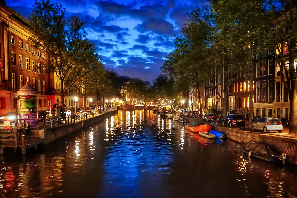 Amsterdam canal, blue hour