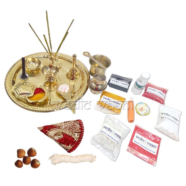 Vedant Divine Puja Thali with Fancy Thali Cover | From Vedic Vaani™