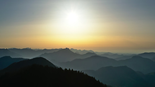 sunset austria mountains landscape layers
