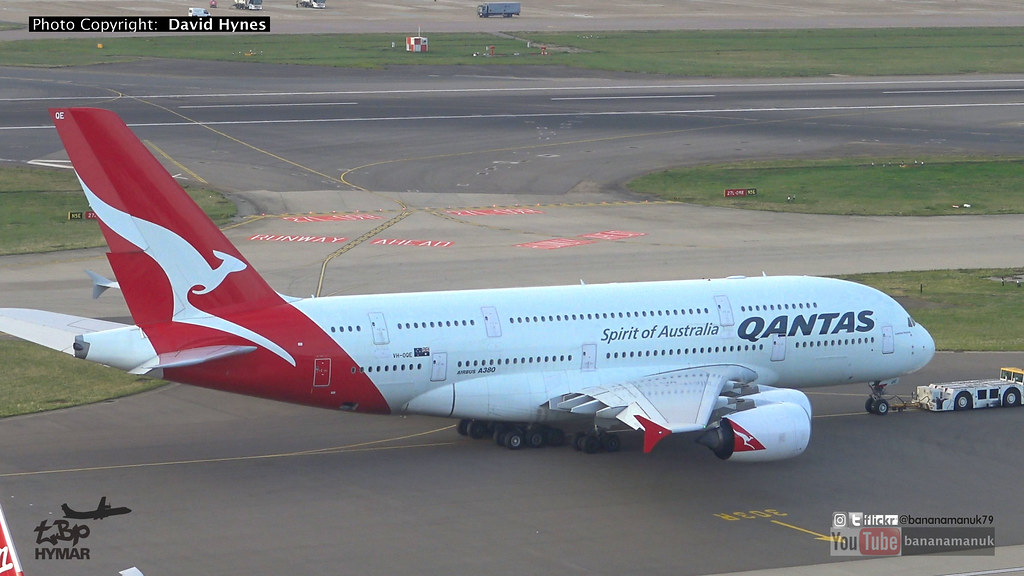 Qantas VH-OQE Airbus A380 at London Heathrow Airport