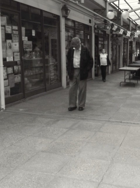Retired Man Walking with Slow Pacience