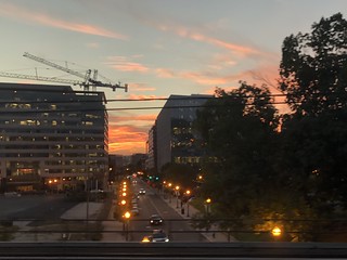 Sunset sky from MARC train departing Union Station, Washington, D.C.