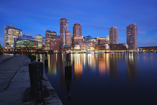 Boston harbor at dusk