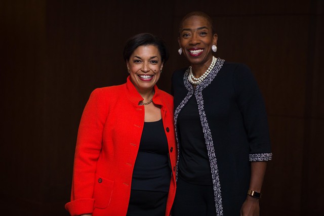 Bonnie St. John and Carla Harris at DLA Piper's 2018 Global Women's Leadership Summit