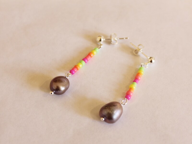 rainbow pearl earrings