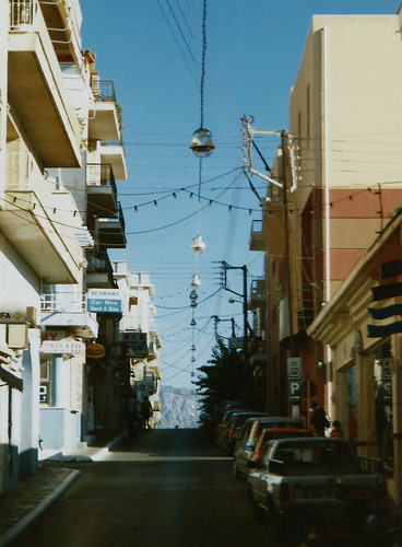 1998 greece ellada kriti crete road street telegraphpoles agiosnikolaos 300views