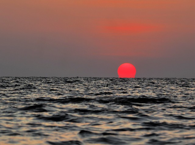 Sunset over Tonler Sap lake
