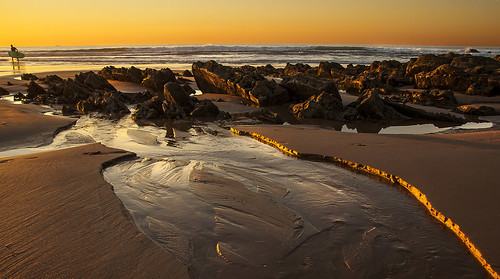 paysbasque coucherdesoleil crépuscule plage sable rochers bidart océan