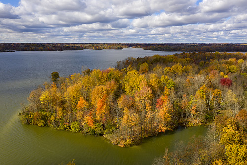 autumn trees fall drone ariel mavicpro mavicpro2 hdr clouds sky lake alumcreek ohio